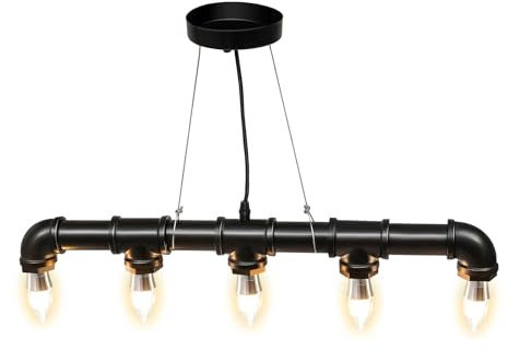 HOARLICN 40w Vintage Lampe, 110v Industrie Kronleuchter Deckenlampen Retro mit 5 Standard-E26-Lampenfassungen Einstellbare Höhe für Schlafzimmer, Balkon, Bar