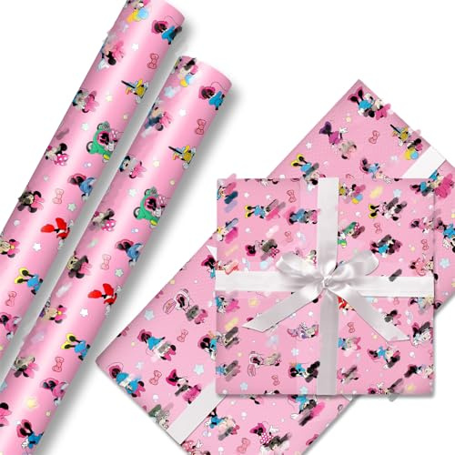 NTGFU MN2 Wrapping Paper 5 Sheets, 50 x 70cm Cartoon Birthday Wrap for Present, Durable & Recyclable for Kids & Party Favor Decorations