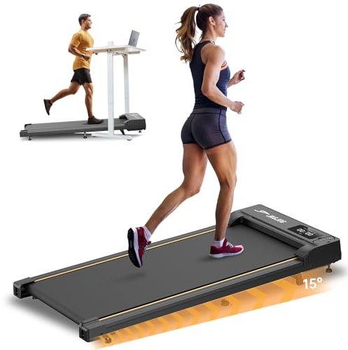 Laufband für Zuhause mit Neigung, Walking Pad mit 15% Steigung, 2.5 PS Laufband Steigung mit Fernbedienung und LED Anzeige, Laufband Schreibtisch für Büro/Zuhause, 1-6 km/h, 120 kg Kapazität
