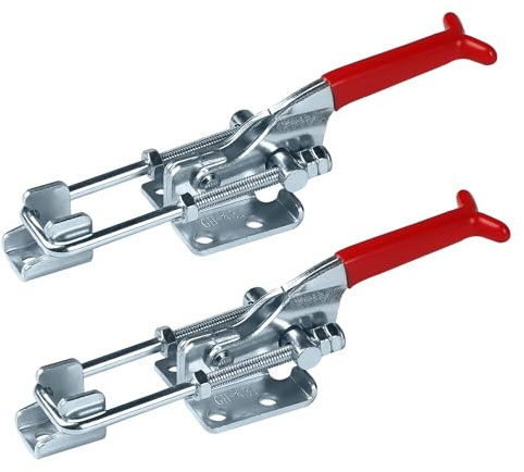 EXLECO 2x Loquet à Bascule Plage Réglables 30mm, Fermoir a Levier Métal, Pince à Fermeture Bascule Capacité de Retenue 900kg, Sauterelle de Serrage, Sauterelles de Menuisier pour Armoire Porte Boîte