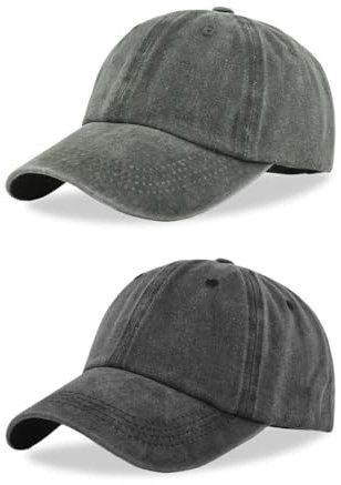 FUIPVGI 2 Pezzi Cappellino con Visiera Cappellino Baseball Uomo Donna, retrò Cotone Lavato Regolabile Estivo Cappellini per Golf Tennis Baseball Ciclismo Tempo Libero (Nero,Army Green)