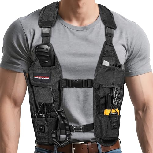 Universal Double Radio Shoulder Chest Rig Bag Pocket Pack Holster Vest for Two Way Radio Rescue Essentials