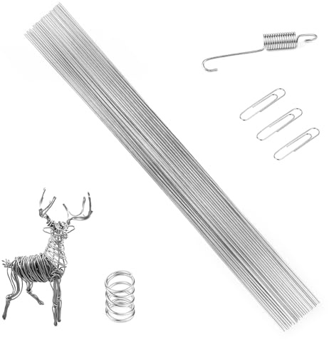 LALAGO Federstahldraht Draht, 40 Stück 2mm x 400mm Edelstahl Federdraht | Federstahl, Edelstahldraht, Vollschaftstäbe Edelstahl Draht, Hartdraht, Vollstahldraht, DIY Handwerksdraht