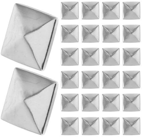 Toffici 100 Stück Pyramidennieten 10x10mm Silber für Leder DIY | Toffici Pyramidennieten 100 Stück, 10x10mm Metallnieten für Taschen Schuhe Gürtel, Selbstklebende Dekoration
