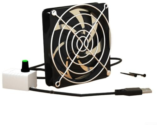 Gdfnmogo USB-betriebener Abluftventilator für Hühnerstall-Belüftung, DC 5 V Geschwindigkeit, verstellbarer Kunststoff-Inline-Ventilator mit doppeltem Netzschutz, 8 cm und 12 cm Modelle (12 cm