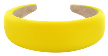 axy Wide Headband with Fabric Padded Candy Colours – Beautiful Headband Hair Accessories Headband HRK2A (Yellow)