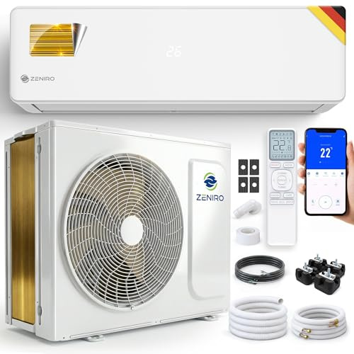 ZENIRO Split Klimaanlage Set - mit WiFi/App-Funktion Klimagerät Kühlen A++/Heizen A+ 3,5kW 12000 BTU Sehr Leise, Kältemittel R32 - Fernbedienung, Timerfunktion - inkl. Montagematerial