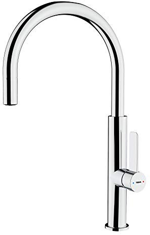 Teka 116030022 Einhebelmischer, Modell FOT 995, schwenkbarer Auslauf und Anti-Kalk-Strahlregler, Flexible Anschlussschläuche 3/8 Zoll, verchromt, 24,3 x 22 cm
