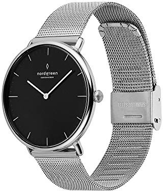 Nordgreen skandinavische Designuhr - analoges Quarzwerk, weißes Zifferblatt, austauschbare Leder/Mesh-Armbänder, stilvolle Armbanduhr, Unisex, wasserbeständig, modern, Modell Native