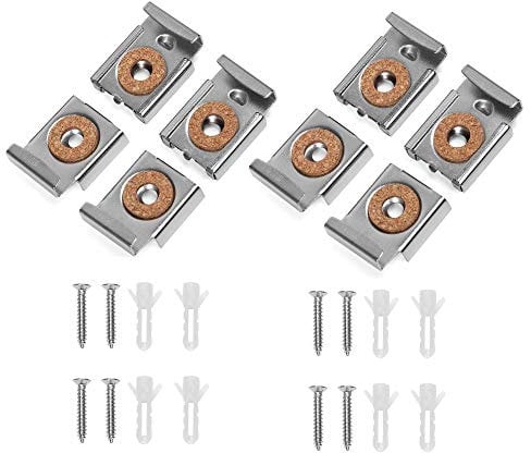 JZK 2 Set ganci appendi specchio per specchio senza cornice per parete bagno, supporti specchio clip in metallo caricato a molla con viti e tasselli