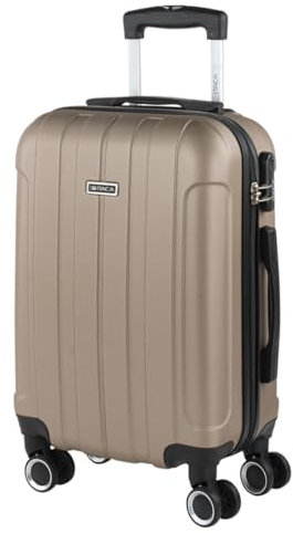 ITACA - Trolley Handgepäck Cabin Trolley Koffer Reisekoffer Hartschalenkoffer mit Zahlenschloss - Kabinengepäckgröße 55x35x20, Champagner