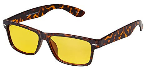 Schildpatt Klassiker Damen Herren Brille für Nachts Autofahren Polarisierte Sonnenbrille Herren und Damen UV400 Blendschutz Auto Brille für Nachtblindheit UV400 Gelb Getönte Brille Blendfreie