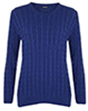 H&F ® New Women's Ladies Chunky Cable Knitted Long Sleeve Crew Neck Jumper Warm Winter Wear Jumper Sweater Top Size 16-18 18-20 22-24 (Royal Blue, 16-18)
