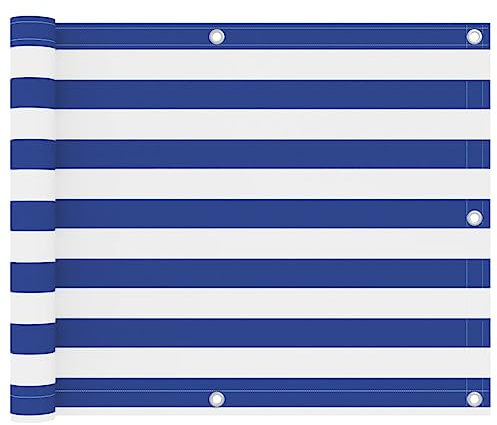 vidaXL Balkon Sichtschutz Bespannung Terrasse Windschutz Sonnenschutz Balkonbespannung Balkonverkleidung Weiß Blau 75x400cm Oxford-Gewebe