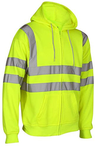 Hamishkane® Hi Vis Reflektierende Jacke Herren Sweatshirt Jacke Herren, Polyester-Elastan Arbeitsjacke Herren, Bauwesen Hoodie, Fleece Arbeitspullover