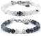 10:10 Bracciale coppia lui e lei con pietre naturali diametro 6 mm e sfere in acciaio inox diamantate. Braccialetto pietre dure regolabile molto resistente. Made In Italy
