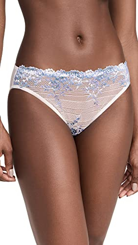 Wacoal Women's Embrace Lace Bikini Panty Style Underwear, Patel Parchment/Blue Multi, M