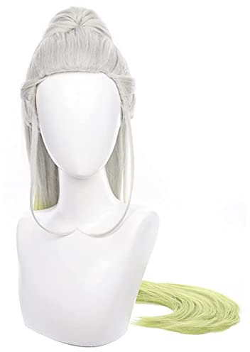 Anime Cosplay Perücken Perücke für Frauen Halloween Kostüm Party mit Silber Weiß Verlauf Haaren Synthetikstoff mit Perückenhaube