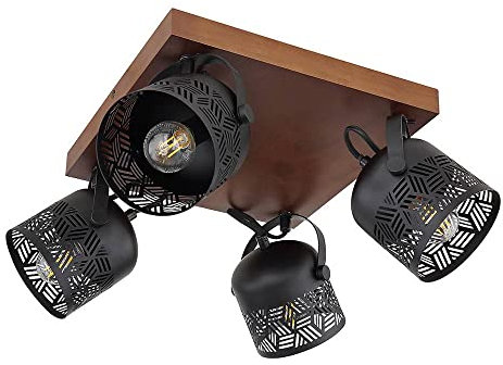 Rabalux 3299 Spotleuchte ROTEM Metall/Holz Nussbaum E14 4x MAX 40W H:20cm L:44cm Ø11cm dimmbar