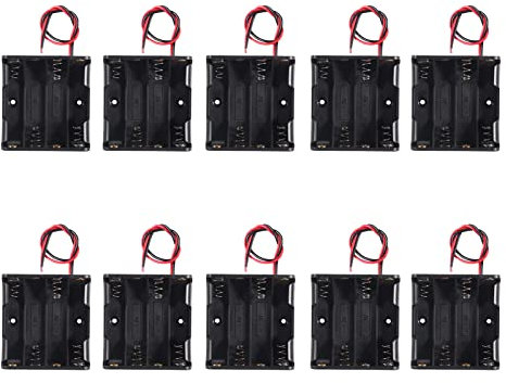 AEDIKO 10pcs 4 AAA Battery Holder with Leads 6V 4x 1.5V AAA Battery Holder Case Storage Box Container Organizer Adapter Checker