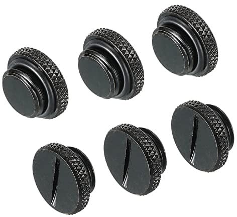 sourcing map Computer Water Cooling Plug Fitting G1/4 Black for PC Water Cooling Systems with O-Ring Pack of 6
