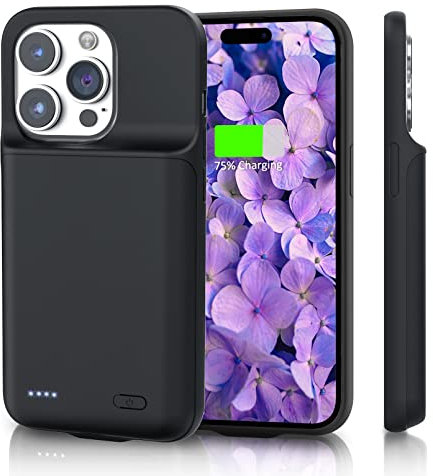 HUOBAO Battery case for iPhone 14 Pro Max/13 Pro Max/12 Pro Max(6.7,7000mAh), Fast Charging Protective Portable Ultra-Slim Charger Case, Rechargeable Extended Battery for iPhone 14 Pro Max (Black)