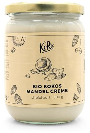 KoRo - Bio Kokos Mandel Creme 6 x 500 g - Feine und süßliche Vanillenote - Vegane und laktosefreie Ballaststoffquelle - Vielseitig einsetzbar als Aufstrich, Topping oder in Desserts