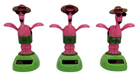 iSpchen 3 Stück Solar tanzende Figur niedliche Flamingo Solarfigur Schaukel Solarbetriebene Tanzfiguren Puppe Spielzeug Deko Figuren Armaturenbrett Ornamente Auto Innenraum Schreibtisch Dekoration