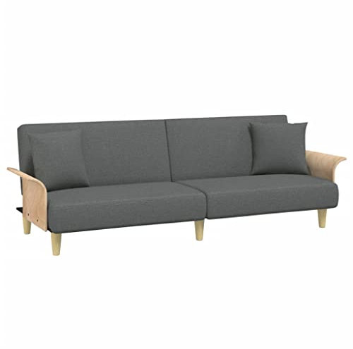 vidaXL Schlafsofa mit Armlehnen, Sofa mit verstellbaren Rückenlehnen, Couch für Wohnzimmer, Schlafcouch Bettsofa Sofabett, Dunkelgrau Stoff