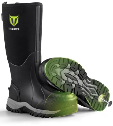 TIDEWE Puncture Proof Work Boots Men (Black, Size 7-13)