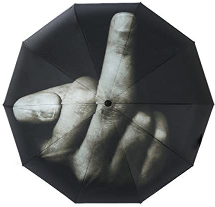 Eyccier Klapper Mittelfinger Regenschirm Tasche Regenschirm Windschutz Regenschirm Mittelfinger Design Leichter wasserdichtes schwarzes faltbares automatischer Regenschirm