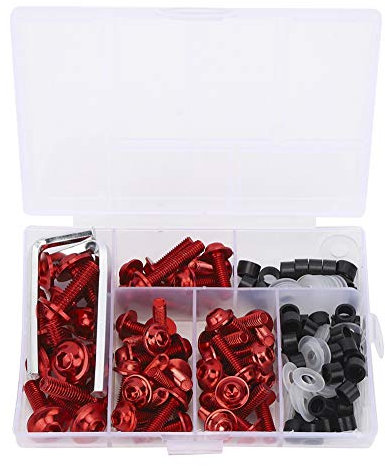 158 Stück Motorrad Verkleidung Schrauben Kit, M5 M6 Universal Motorrad Windschutzscheibe Verkleidungsschrauben Karosserie Schrauben Set(Rot)