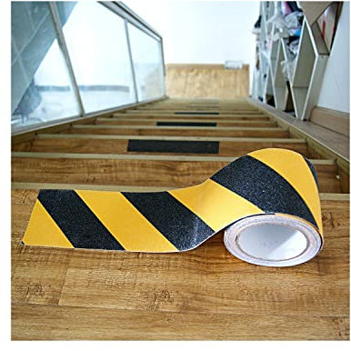 BigTron 10 cm x 10 m, forte antiscivolo, nastro adesivo antiscivolo (nero e giallo)