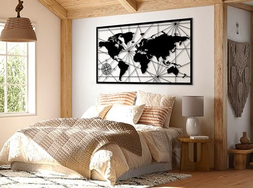 Outentin Moderne Wanddeko Wohnzimmer - Deko für Wohnzimmer Wand - 3d Wanbilder - Wandskulpturen - Große Wand Dekoration in Schwarz -Perfekt für schlafzimmer küche und büro - 86 x 51 cm (Karte)