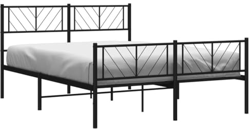 vidaXL Bettgestell mit Kopf- und Fußteil Metall Schwarz 140x200 cm