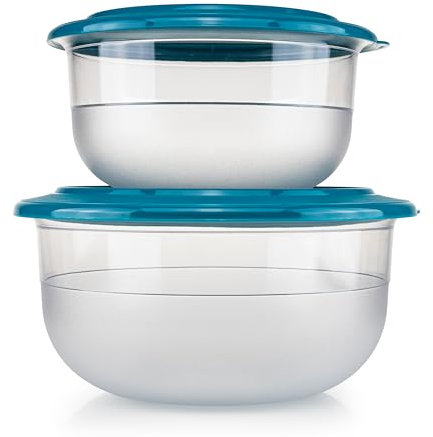 Tupperware Ciotola da tavola con perle da portata, 2,1 l, petrolio, 1,1 l, ciotola per insalata, ciotola per snack (incluso bicchiere)