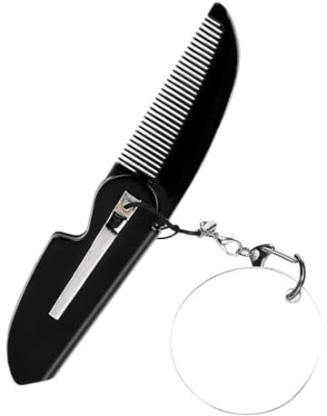 IWOWHERO Tragbarer Faltbarer Kamm Mit Schlüsselanhänger Und Spiegel Für Männer Klappkamm Für Reisen Kleiner Taschenkamm Vielseitig Einsetzbar Feine Zähne