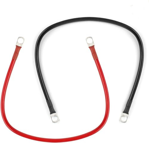Ticeed 2PCS Cable de Coche de Batería Cable de Batería Cable Bateria Moto Cable Encendido Bateria Cables Inversores Cable Aislado Bateria 16mm²con Terminales para Moto Coche Barcos (Rojo y Negro)