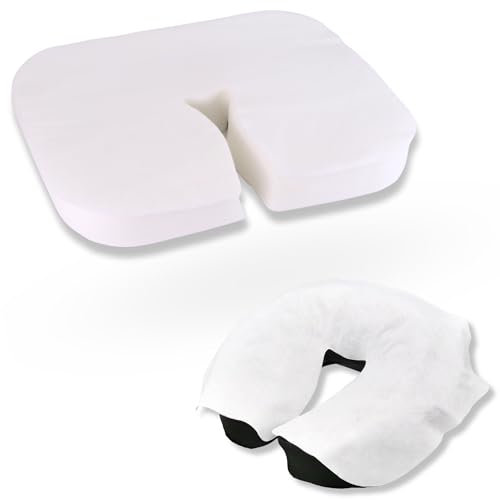 Einwegauflage für Kopfteil I 100x Weiß I Nasenschlitztücher Massageliege I Massageauflage I Piercing Kissen Bezug I Massage Kopfstütze Bett I Wellness Zubehör I Kosmetik Kissen I Face Mats