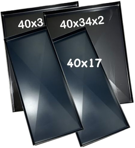 [4 PEZZI] Teglie ferro blu 2PZ 40x34x2 2PZ 40x17x2 Cm, misure per forno Effeuno con diagonale Spessore teglie 8/10 Pizza alta idratazione ideale per professionisti della pizza e focaccia