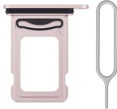 iReplaceParts SIM Tray Replacement Dual Sim Holder Slot Rubber Gasket With Sim Tray Ejector Tool For iPhone 15 (61) & iPhone Plus (6.7) (Pink)