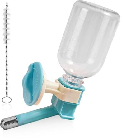 1 Dispensador De Agua para Mascotas, 1 Cepillo De Limpieza, Fuente De Agua Elevable, Botella De Agua Colgante, Dispensador De Agua para Jaula De Perrera, Adecuado para Gatos Y Perros