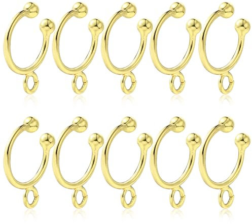 BEEFLYING 5 Pairs Brass Ear Cuff Findings Real 18K Gold Plated Earring Hoops Lever Back Earring Hooks for DIY Earring Jewelry Making