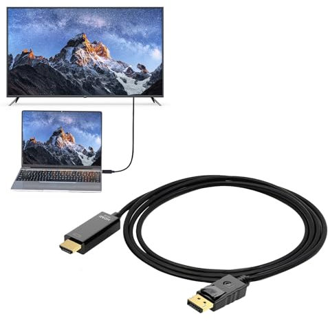 Nuqin Display Port to HDMI Port 1.8M Cable,DP to HDMI Cable,4K HDMI to Displayport Cable for TV,Laptop,Monitor & More,DisplayPort to HDMI Cable(1.8M*1)