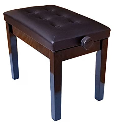 ASumPio Verstellbare Klavierbank Aus Holz, Solositzkissen Aus Kunstleder, Konstruktion Aus Massivem Hartholz,Black