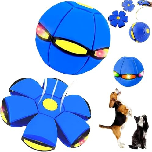 Magic Bouncing Ball, Bouncy Balls, Magical Bouncing Ball, Magic Flying Saucer, Magical Pop Up Metaball with 6 Light, Children and Pet Interactive Toys, Dual Form Freely Switchable for Indoor & Outdoor