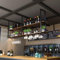 Hängendes Weinregal - Hängendes Weinglasregal mit Weinglashalter, 2-stöckiges industrielles hängendes Weinflaschenregal, Weinaufbewahrungs-Displayregal für Haus Bar Restaurant Küche(Schwarz,140*30*80C
