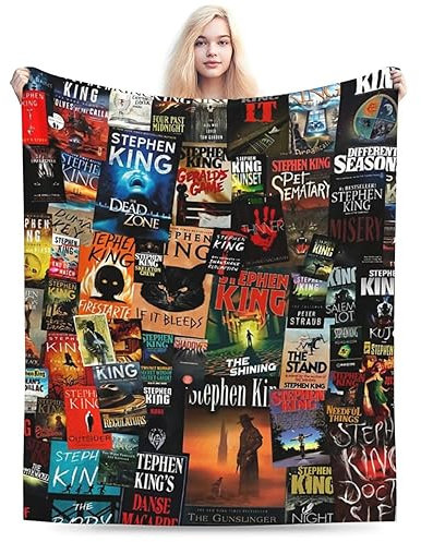 ATOurDealss Die komplette Kollektion von Stephen King Books, weiche, gemütliche Fleece-Überwurfdecke, Plüsch, leicht, warm, flauschig, Flanelldecken und Überwürfe für Couch, Sofa, Bett, 203 x 152 cm