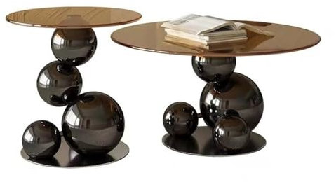XPSHP25112 Rustikaler Beistelltisch Kreativer asymmetrischer runder Couchtisch - Einzigartiger Beistelltisch for Wohnzimmer, Sofa und Teetisch Runde Akzenttabelle