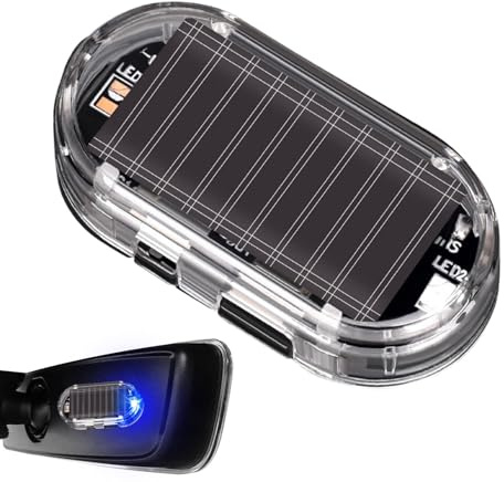 Kustimantu Solar-Auto-Licht, Diebstahlschutz, solarbetrieben, Sicherheitsleuchte für den Innenbereich, LED, Diebstahlsicherheit, simulierte Alarmanlage
